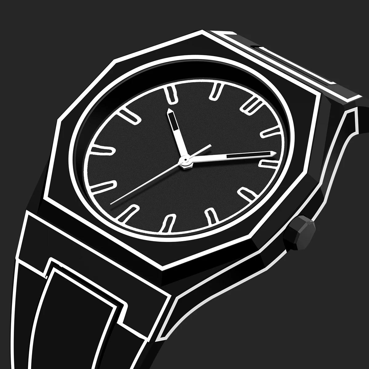 Modern Minimalist Sketching Creative Sports and Leisure Watch Creative Design Waterproof Watch