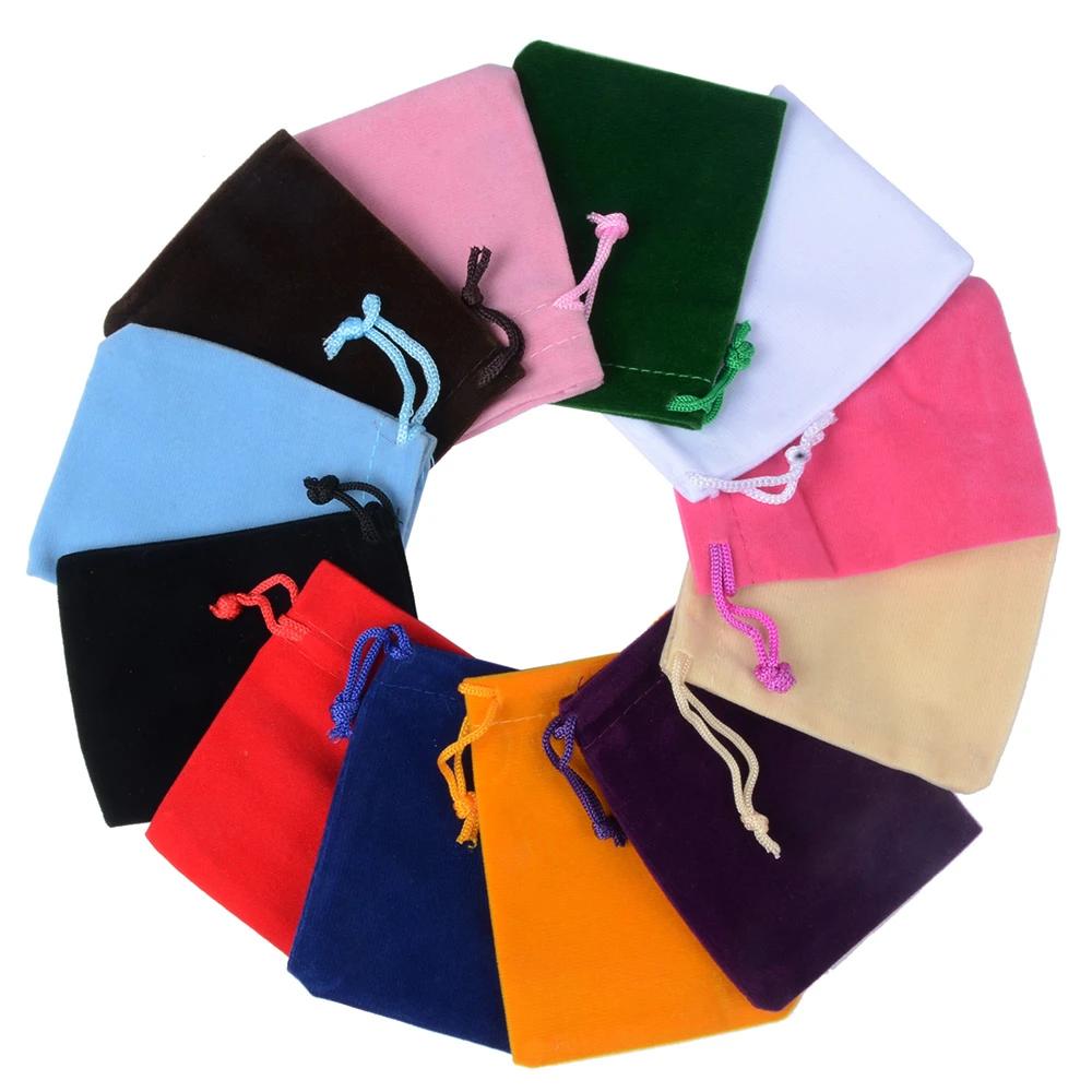 10pcs/lot 5x7cm 7x9cm 9x12cm Coloful Velvet Pouches Jewelry Packaging Display Drawstring Packing Gift Bags & Pouches