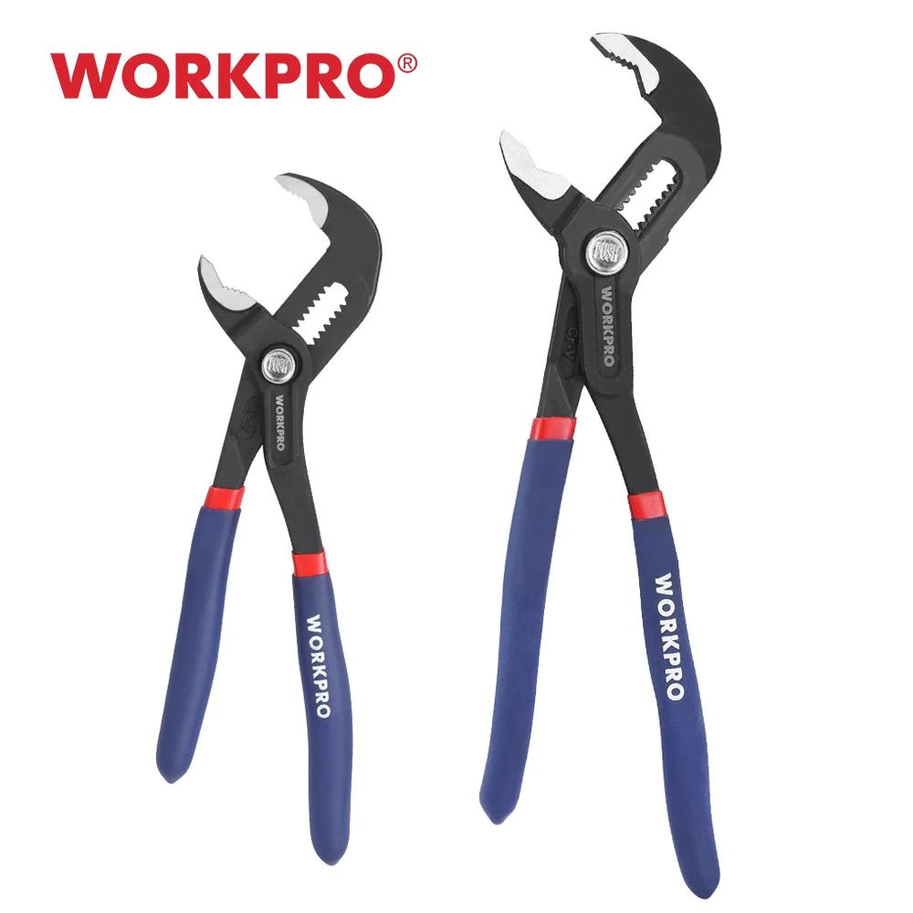 WORKPRO 7" & 10" Water Pump Plier Set Adjustable Quick-release Push Button CR-V Steel Groove Joint Pliers For Multi-Use