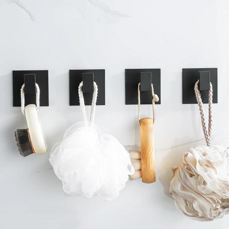 Black Self-Adhesive Wall Hooks For Hanging Keys Clothes Hanger Door 3M Robe Hook Coat Rack Towel Holder Bathroom Accessories