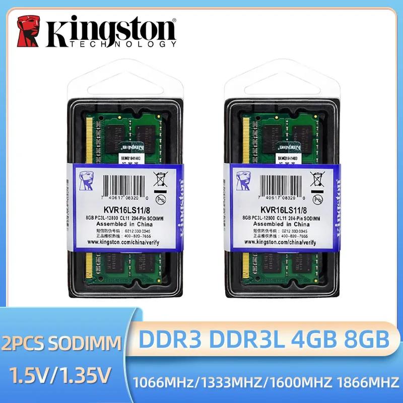 Kingston 2pcs Laptop Ram DDR3L DDR3 8GB 4GB 1066 1333 1600 1866Mhz SODIMM PC3-8500 10600 12800 Notebook Ram DDR3 Dual Channel