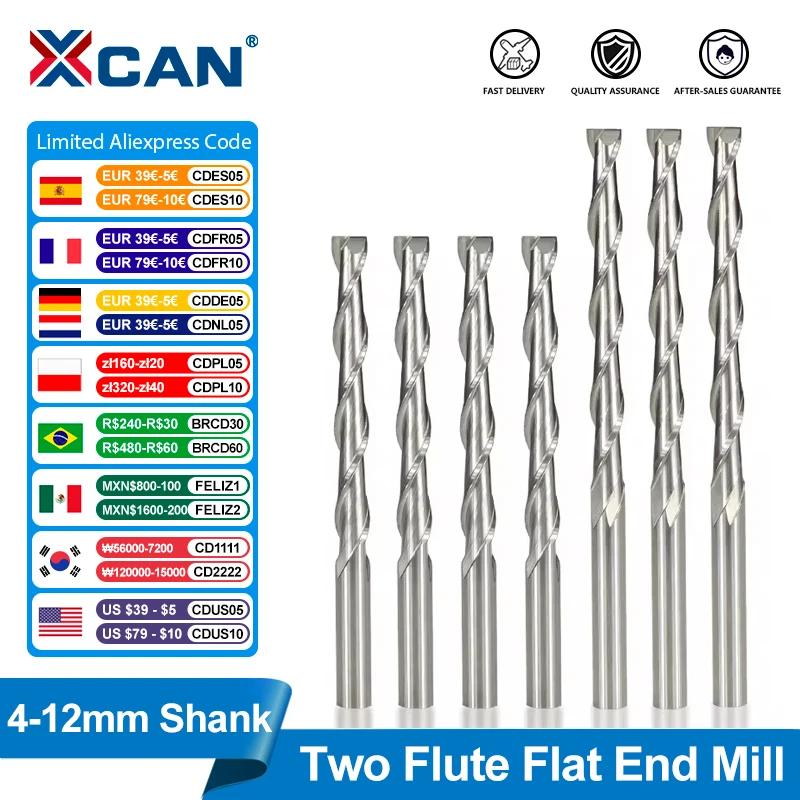 XCAN Flat End Mill 6mm Shank 2 Flute Spiral Milling Cutter CNC Router Bit Wood Engraving Bit Carbide End Mill for PVC MDF Wood