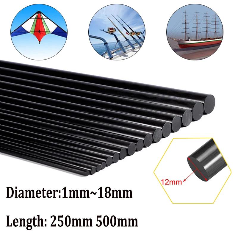 10pcs~1pcs Solid Carbon Fiber Rod 18mm 14mm 12mm 8mm 3mm Reinforcement Rod high strength light weight for DIY Length 250mm 500mm