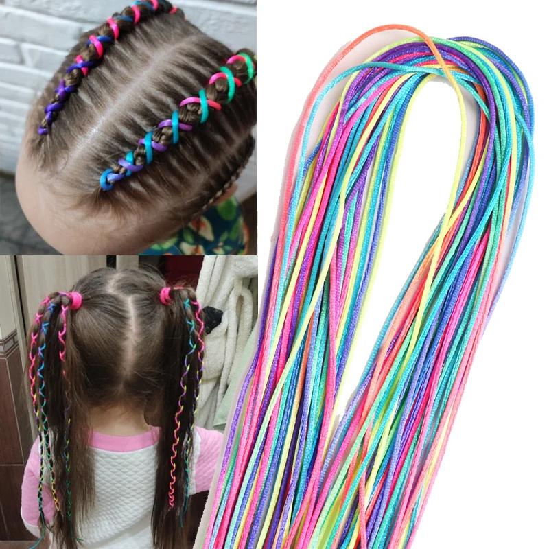 90cm Mix Colorful 4-30Pcs Hair braids Rope strands for african braids Girls DIY Ponytail braids Women Styling Hair Accessories