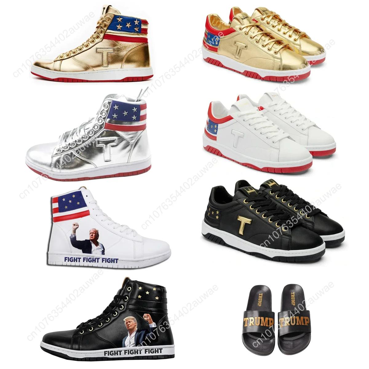 100% High Quality Trump VICTORY Gold Shoes 2024 MAGA Never Surrender Sneakers Higi Low Top Mens Womens Casual Boots Road Shoe