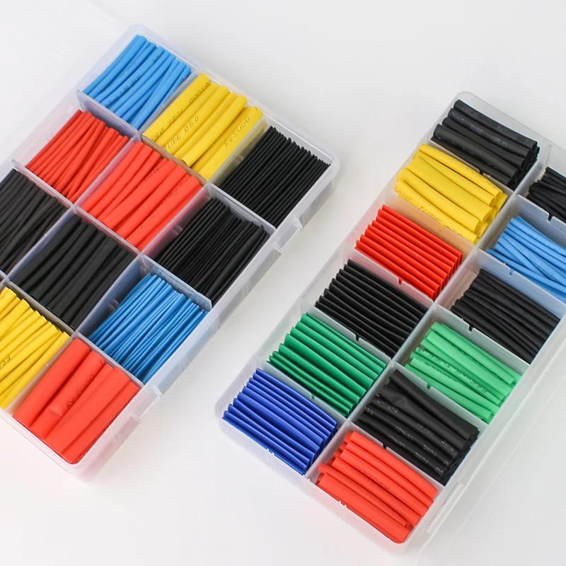 127/164/328/530pcs Heat Shrinkable Tube Kit Shrinking Assorted Polyolefin Insulation Sleeving 2:1 DIY Wire Repair shrink tube