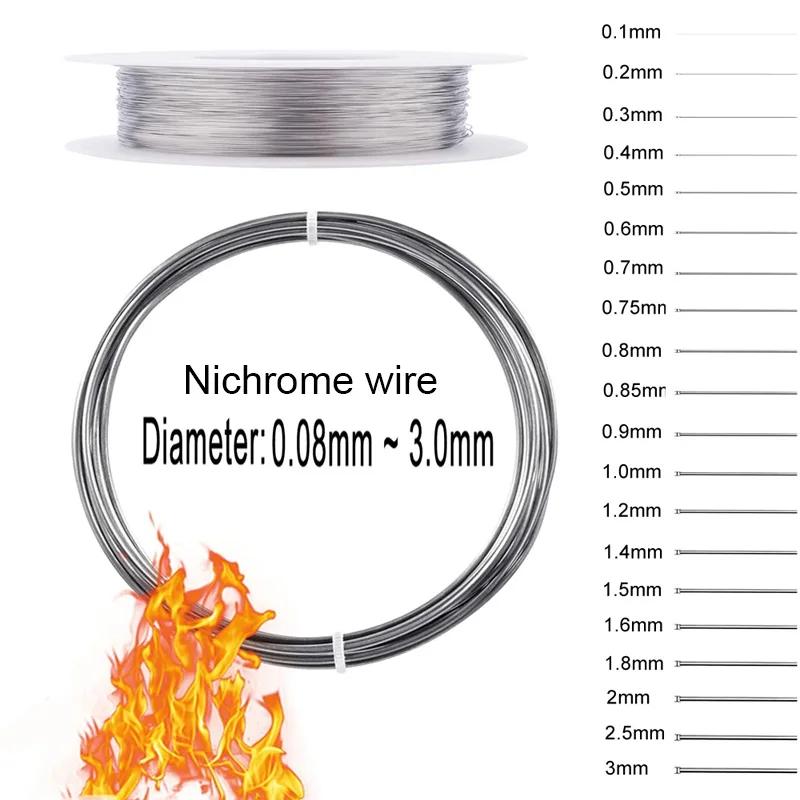 1pcs 1-50meters Nichrome wire Diameter 0.08mm-3.0mm Cr20Ni80 Heating wire Resistance wire Alloy heating yarn