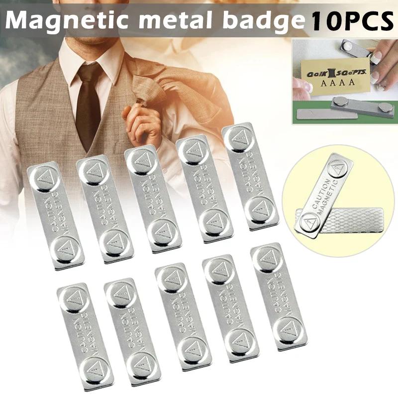 10pcs Strong Magnetic Name Tags Badge Metal Fastener ID Card Durable Attachment Holder Badge Magnet Work Number Card Accessories