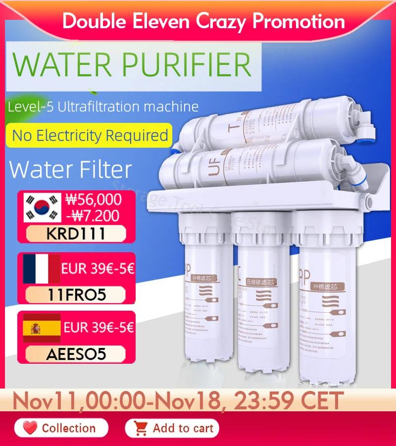 3+2 Water Filter System 5 Stages Drinking Water Filter System Purification for Household Kitchen with Filter Cartridge Kit Tap