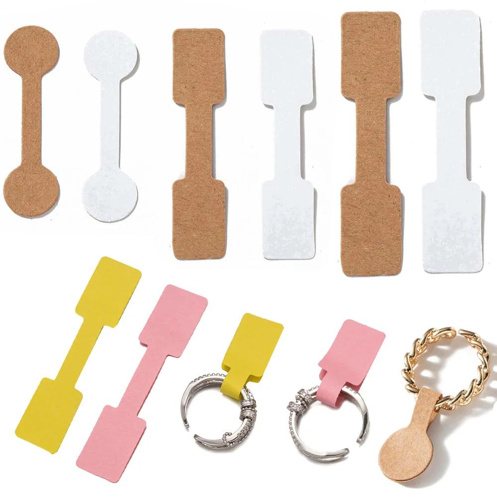 100/200pcs Rectangle Blank Jewelry Price Tag Self Adhesive Barbell Sticker Card Necklace Earring Display Repair Label Packaging