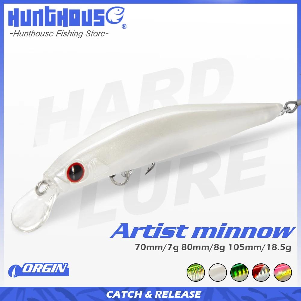 Hunthouse Trout Fishing Lure Sinking Jerkbait 70/80mm 7/8.5g Artist Minnow Sea Fishing Black Minnow Twitch Hard Lure for Bass