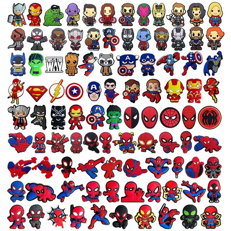 Cute Disney  Marvel superhero PVC  shoes charms cute Cartoon DIY Sandals Accessories for clogs Decorations boy kids gift