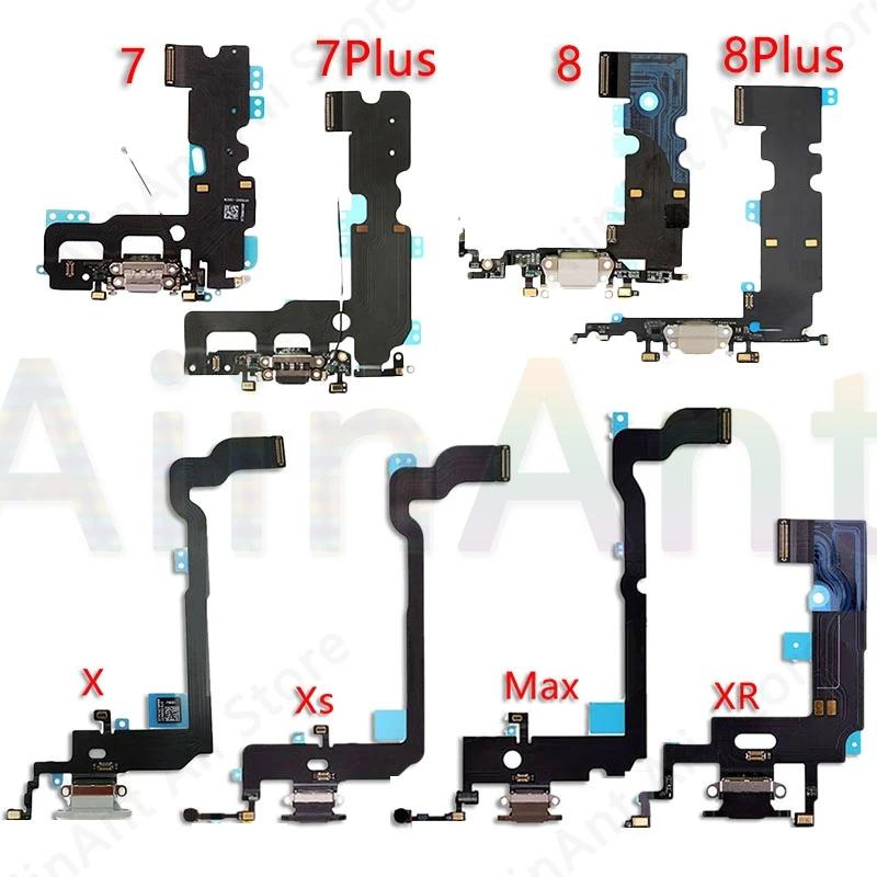 AiinAnt USB Port Charger Dock Connector Mic Charging Flex Cable For iPhone 7 8 Plus Xs Max X XR Dock Charging Flex