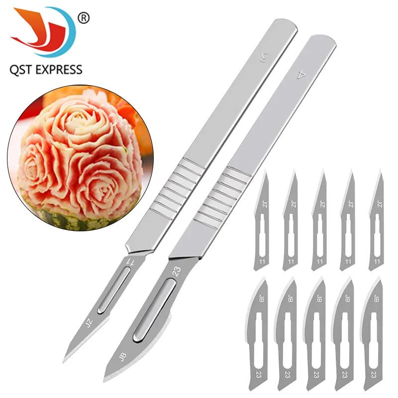 10pcs 11# 23# Carbon Steel Surgical Scalpel Blades + 1pc Handle Scalpel DIY Cutting Tool PCB Repair Animal Surgical Knife