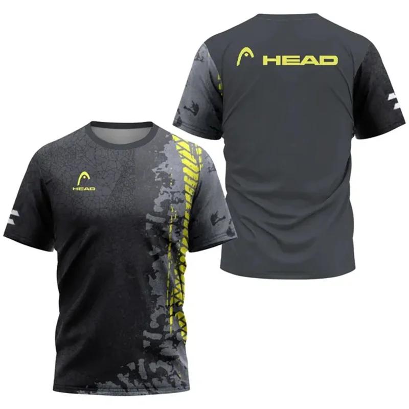 2024 New Men's Sport T-shirt Summer Leisure Short Sleeve Head Badminton Table Tennis Training Breathable Quick Drying O-Neck Top