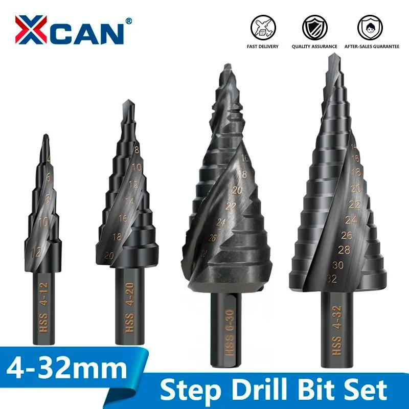 XCAN Step Drill Bit Metal Drill 4-12/20/32mm 6-30mm HSS Cobalt Step Cone Drill Bit Wood/Metal Hole Cutter Drilling Tool