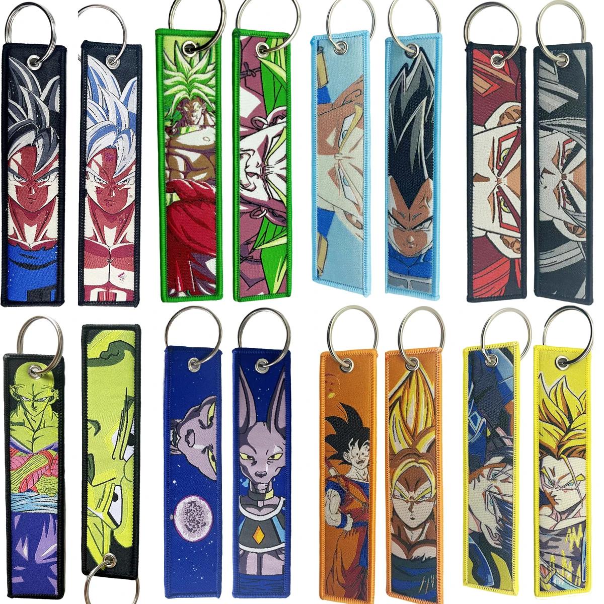 Dragon Ball Cartoon Jet Keychains Embroidered Anime Key Tags Unique Manga Key Ring Holder Car Key Fob Jewelry Accessories Gift