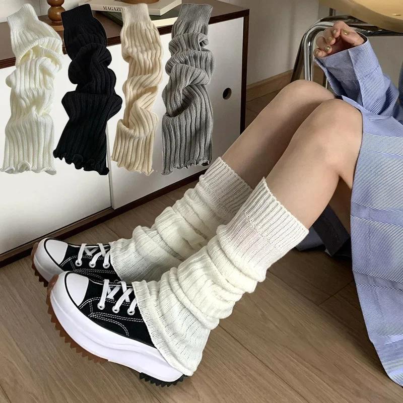 57cm Sweet Japanese Lolita Leg Warmers Women Ankle Warmer for Girls Gothic Long Socks Y2K Thin Knitted Cosplay Heap Heap Socks