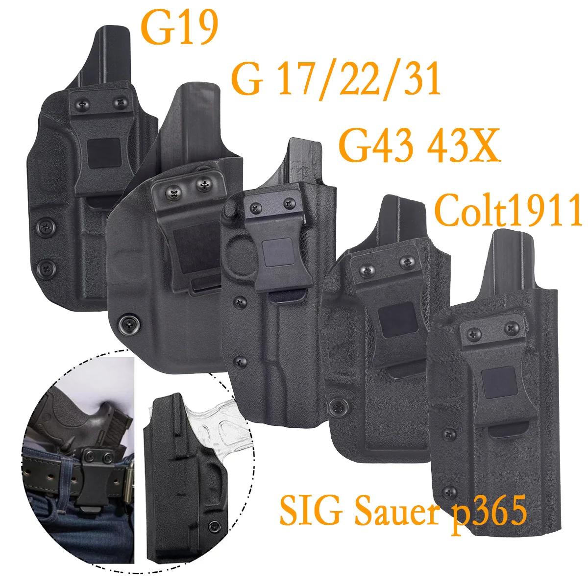 Gun Holster 1911 Glock 17 19 26 43 43X Taurus G2C SIG Sauer P365 Inside Waistband Concealed Carry Belt Clip Single Stack Pouch