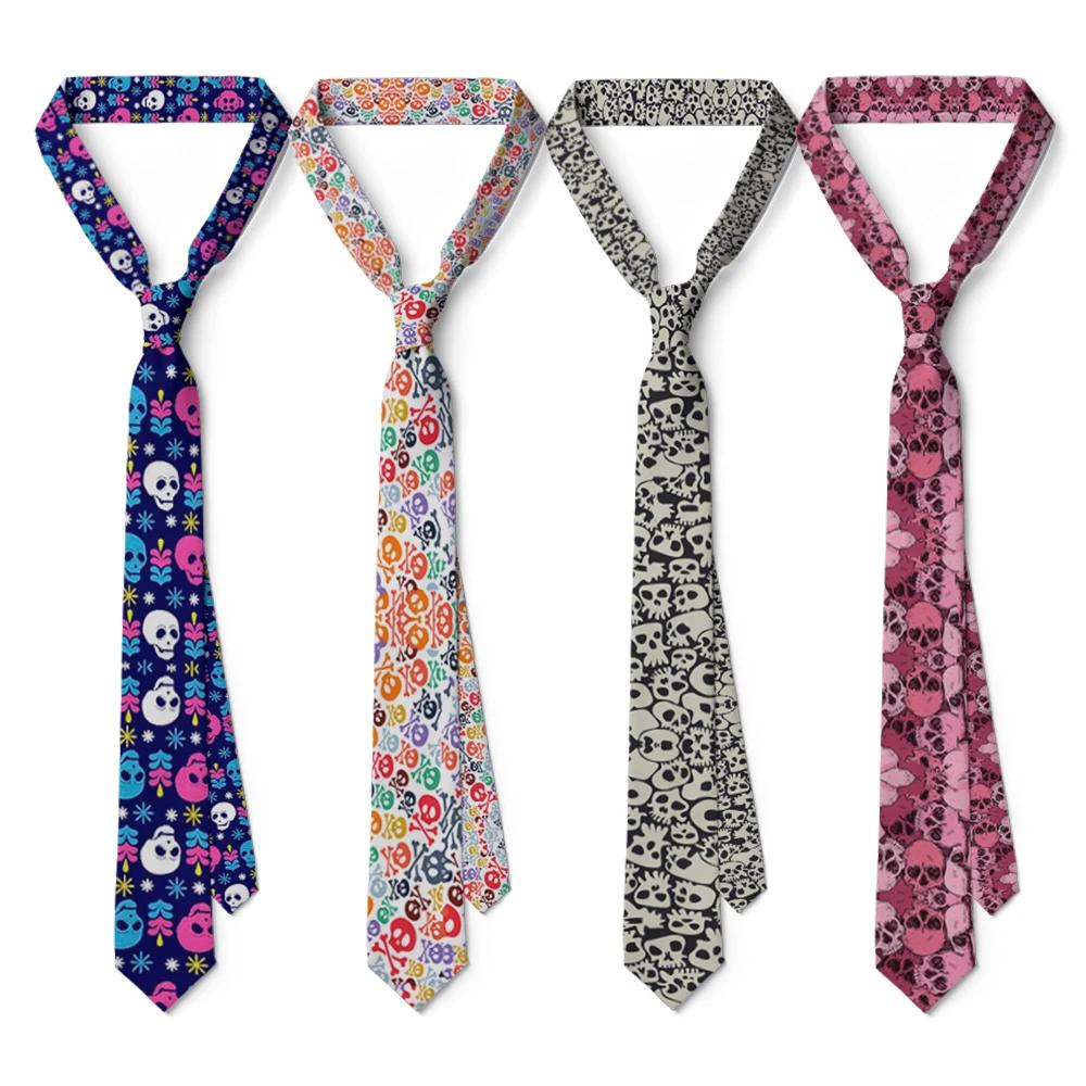 Funny Cartoon Skull Print Men Tie Fashion Casual 8CM Creative Novelty Tie Men Unique Accessories Wedding Party Business Gift Tie