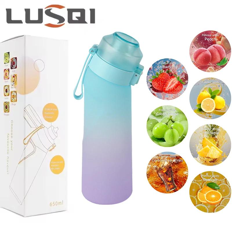 LUSQI Air Flavored Water Bottle With 7 Flavor Pods Sports Fashion Straw Tritan Plastic Cup Suitable for Outdoor Sports Fitness