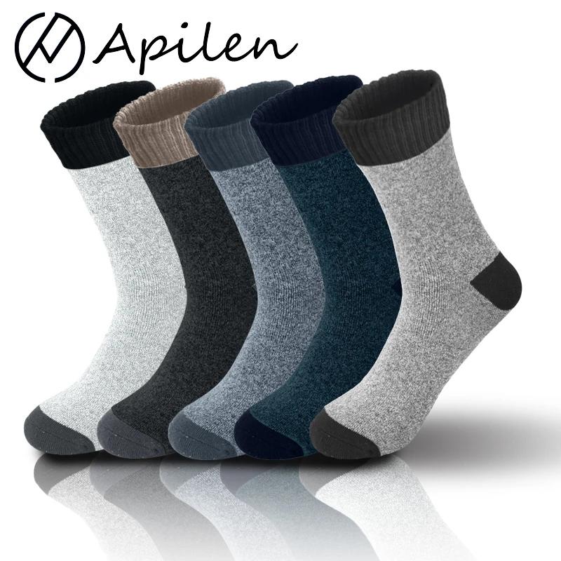 APILEN 5 Pairs Winter Men Socks Business New Classical Thermal Warm Thickened Retro Snow Casual Socks