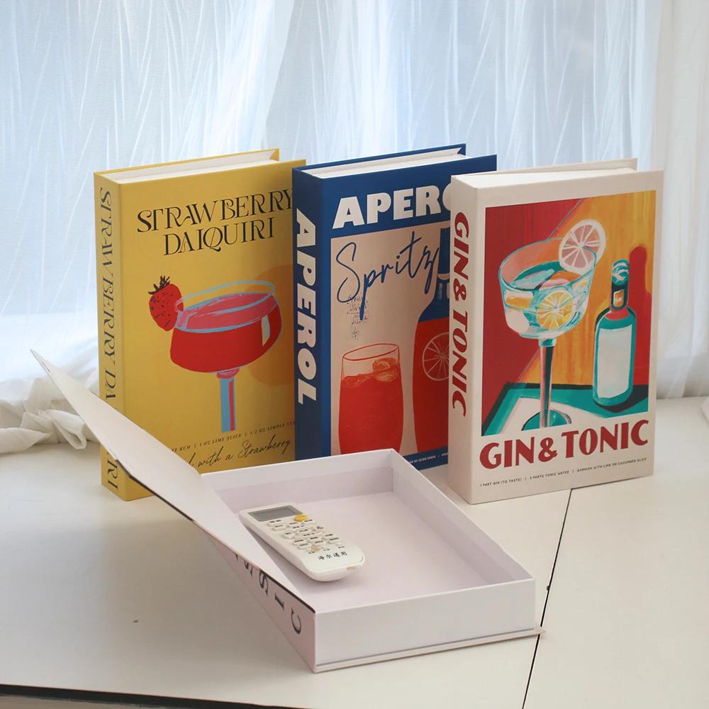 Aperol Cocktail Luxury Fake Books Decoration Coffee Table Decorative Books Club Villa Hotle Decoration Shooting Props Home Extra