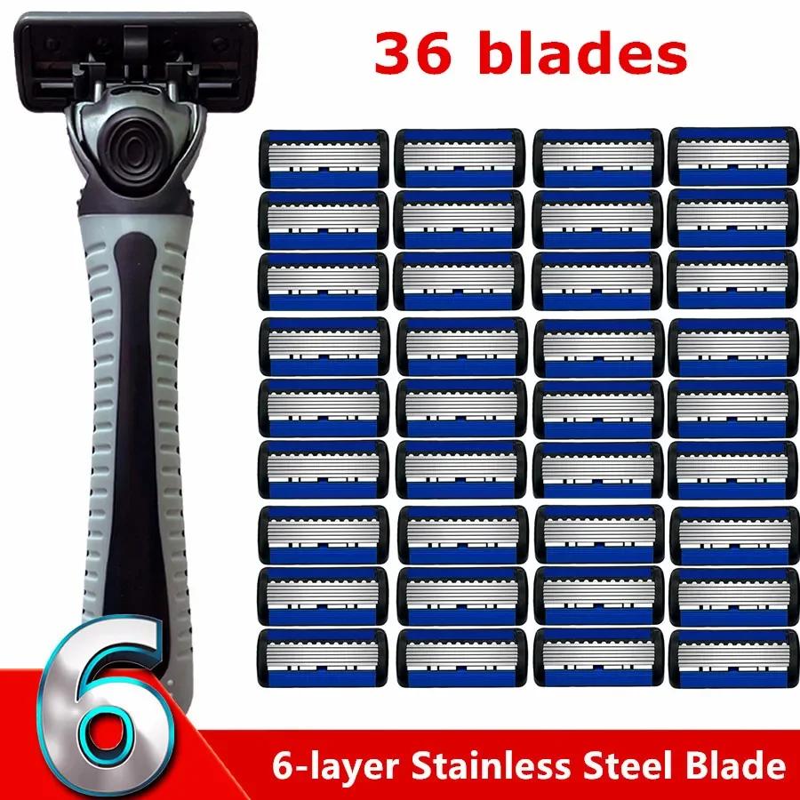 Razor Classic 6 Edge Safety Razor for Mens Shaving&Womens Hair Removal 27 Shaving Blades Manual Shaver