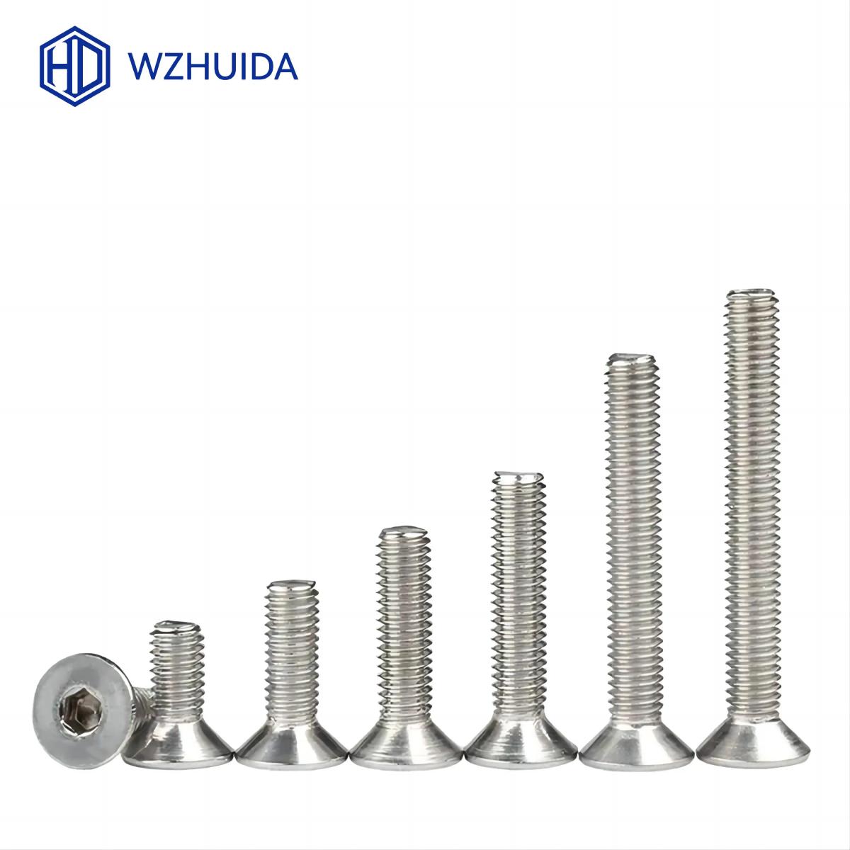 WZHUIDA Hexagon Hex Socket Countersunk Flat Head Screw M2 M3 M4 M5 M6 M8 M10 Allen Bolts DIN7991 304 Stainless Steel