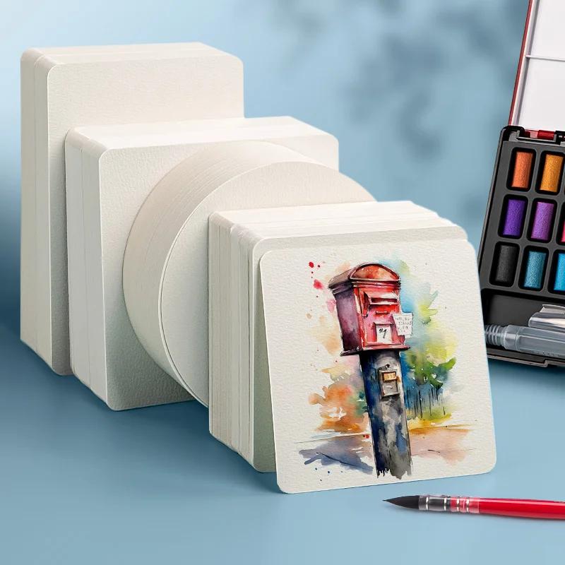 20/40/50/60/100 sheets Square/Round Watercolor Paper Professional Water Color Paper Postcard For Painting School Art Supplies