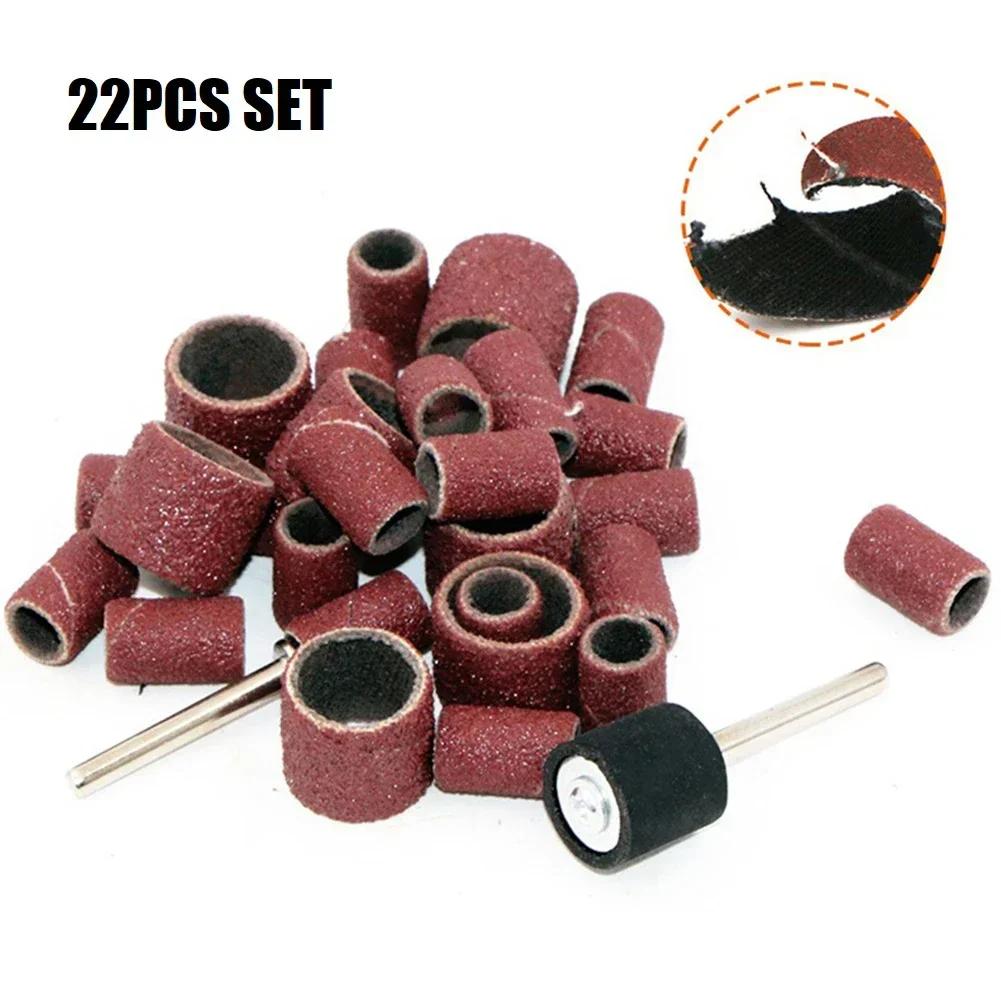 22Pcs Sanding Ring With Rod Abrasive Rotary Tool Kit Sanding Drum Grinding Head Electric Drill Machine Grinding Sand Rin