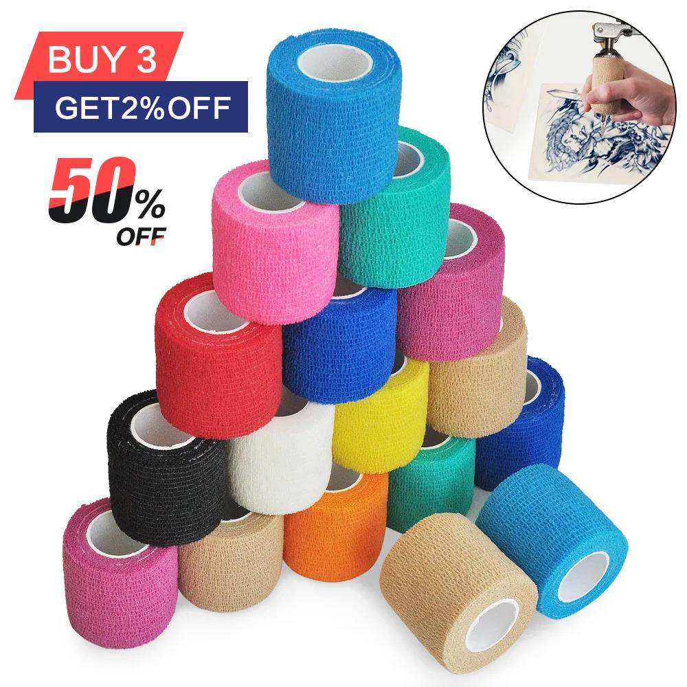 1Roll 2.5/5/10cm*4.8m Gauze motion Bandage Self-adhesive Breathable Elastic Bandages for Sports Fixing Finger Wrist Leg