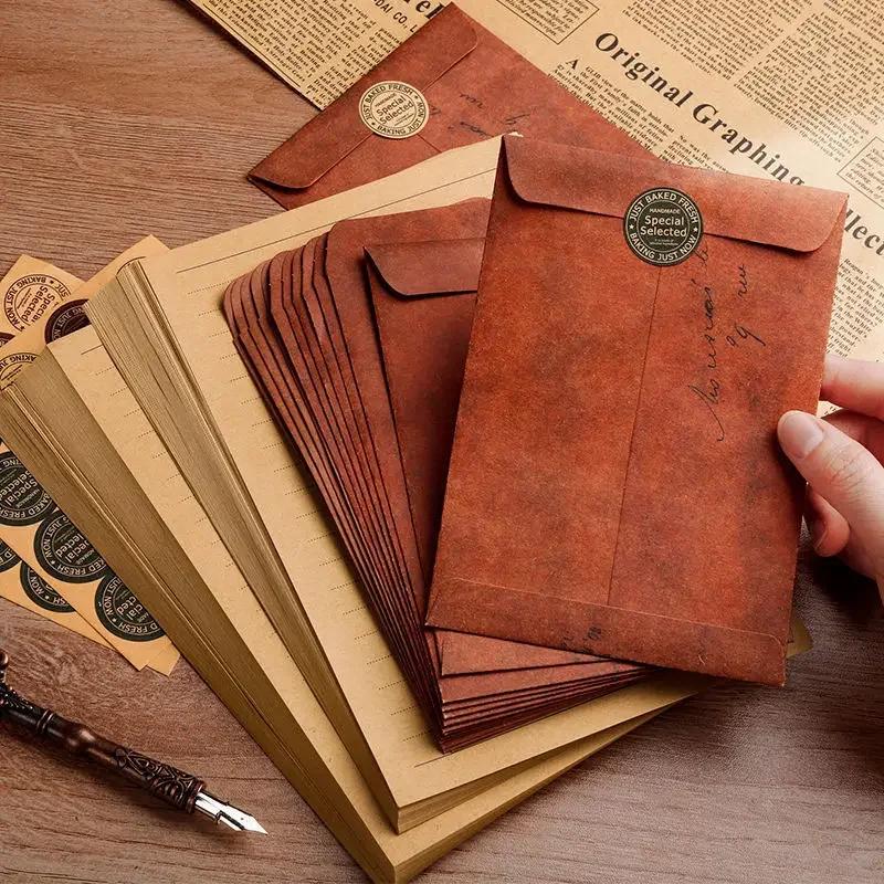 5/10pcs Vintage Kraft Paper Envelopes for Letter Paper Wedding Party Invitation Card Bag Wages Letter Pads Cover Office Supplies