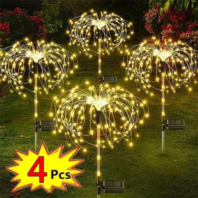 1/2/4Pcs Solar LED Firework Fairy Light Outdoor Garden Decoration Lawn Pathway Light For Patio Yard Party Christmas Wedding