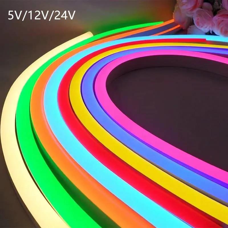 5V 12V 24V Led Neon Strip Light 6mm Narrow Rope Flex Tape Silicon Tube Bar Waterproof DIY Sign Red Green Blue Yellow Pink White