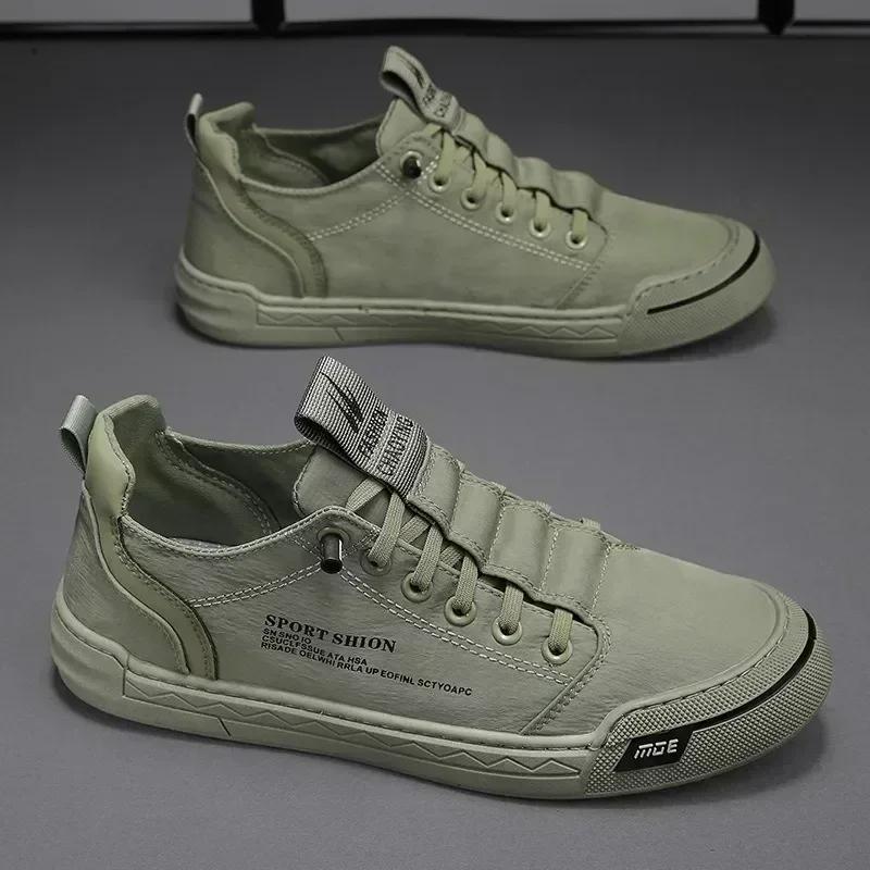 Green Men Casual Shoes Ice Silk Canvas Shoes for Men Walking Shoes Outdoor Sneakers Male Breathable Footwear Tenis Hombres