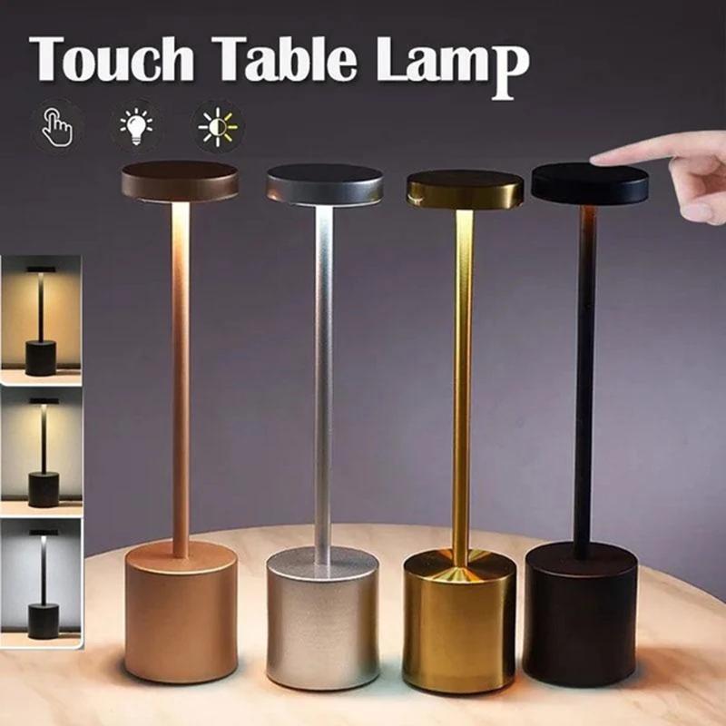 Classic Table Lamp USB Rechargeable Night Light Stepless Dimming Touch Desk Lamp 3 Colors Bedside Lamp Hotel Bar Decoration