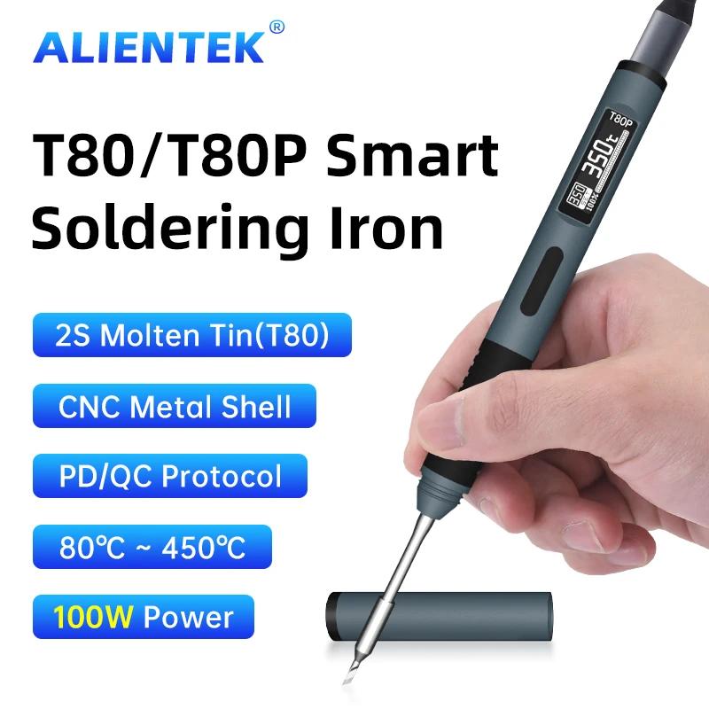 ALIENTEK T80/T80P Soldering Iron Adjustable Temperature 100W Fast Heat Portable Digital Smart Electric Welding Station Kit C245