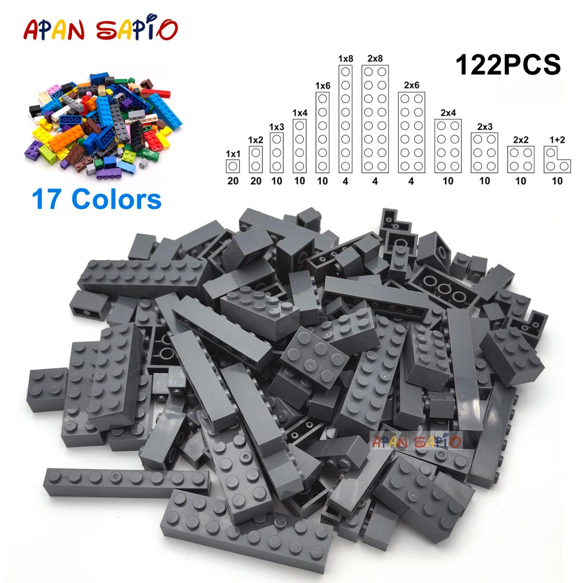 122pcs Thick Figures Bricks 12 Size DIY Building Blocks Educational Creative Size Compatible With 3001 Plastic Toys for Children