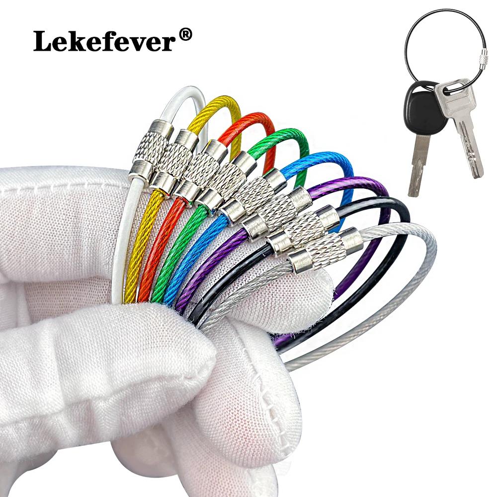 5-10pcs Keychain 2mm PVC Coating Steel Wire Key Rings Luggage Tags Loop Clip Screw Lock Buckle Tools Making Supplies Accessories