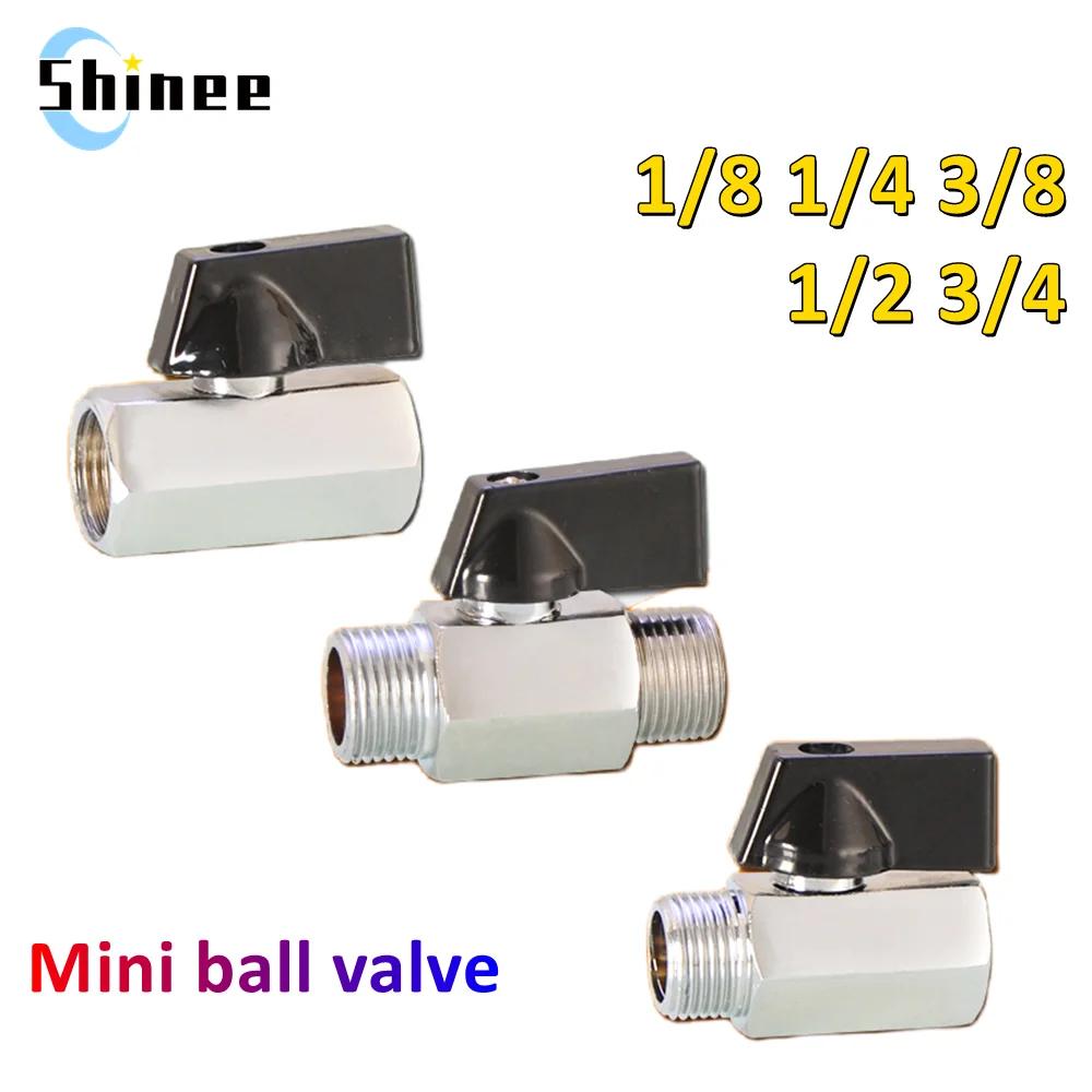 Brass Ball Valve 1/8" 1/4" 3/8" 1/2" BSP Threaded Black Mini Valve Male To Female Air Compressor Water Gas Oil Shut Off Valve