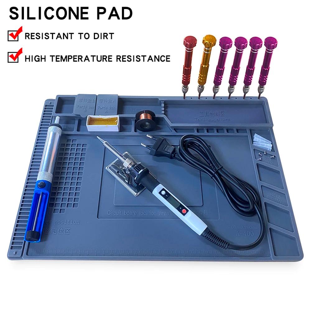 S-160 Silicone Pad Desk Platform 45x30cm for Soldering Station Iron Phone PC  Repair Mat Magnetic Heat Insulation No Lead