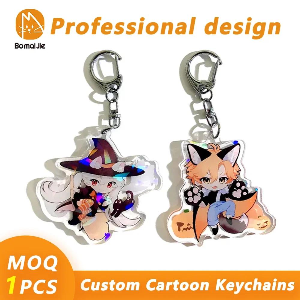 Custom Keychain Cartoon Acrylic Key Chain Photo Customized Anime Charms Hologram Clear Personalized Designer Car Keychains