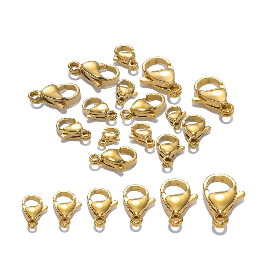 25pcs 18K Gold Stainless Steel Lobster Clasps Hooks for DIY Necklace Bracelet Chains Fashion Jewelry Making Findings Supplies