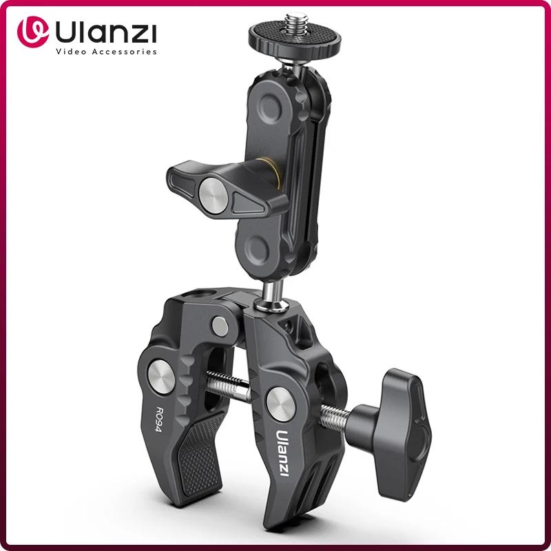 Ulanzi-R094 Metal Super Clamp with 360° Ball Head Magic Arm Clamp with 1/4" 3/8" Hole for DSLR Camera Monitor LED Light Mic