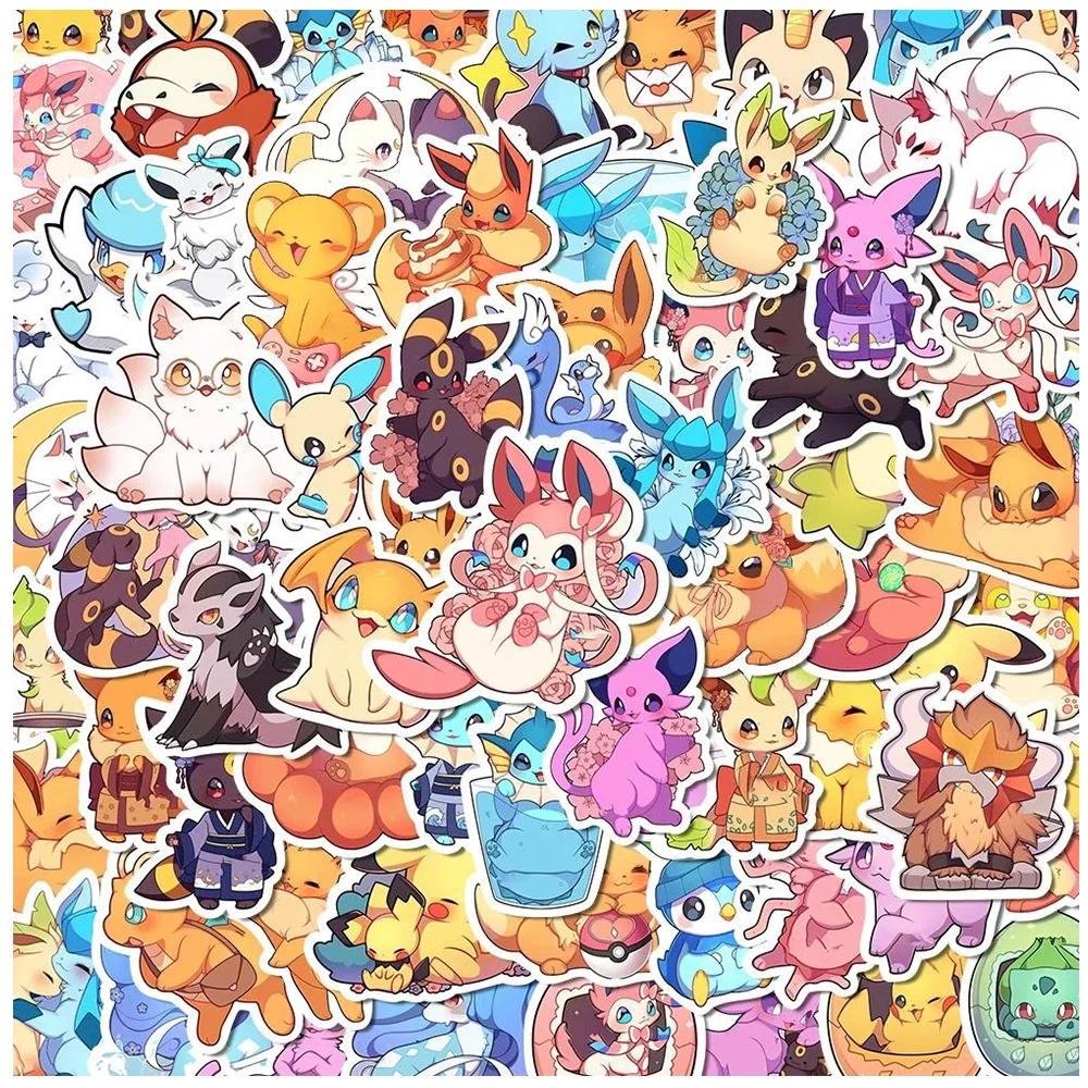 10/30/50/100pcs Kawaii Pokemon Anime Cartoon Stickers Cute Aesthetic Decals Laptop Phone Car Suitcase Decoration Sticker Kid Toy