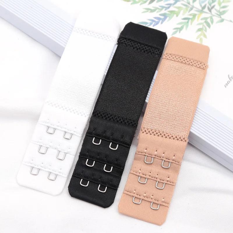 3pcs 2 Hook Bra Extension Strap Extenders for Women Adjustable Belt Buckle Nylon Elastic Bra Extension Strap Hook Clip Expander