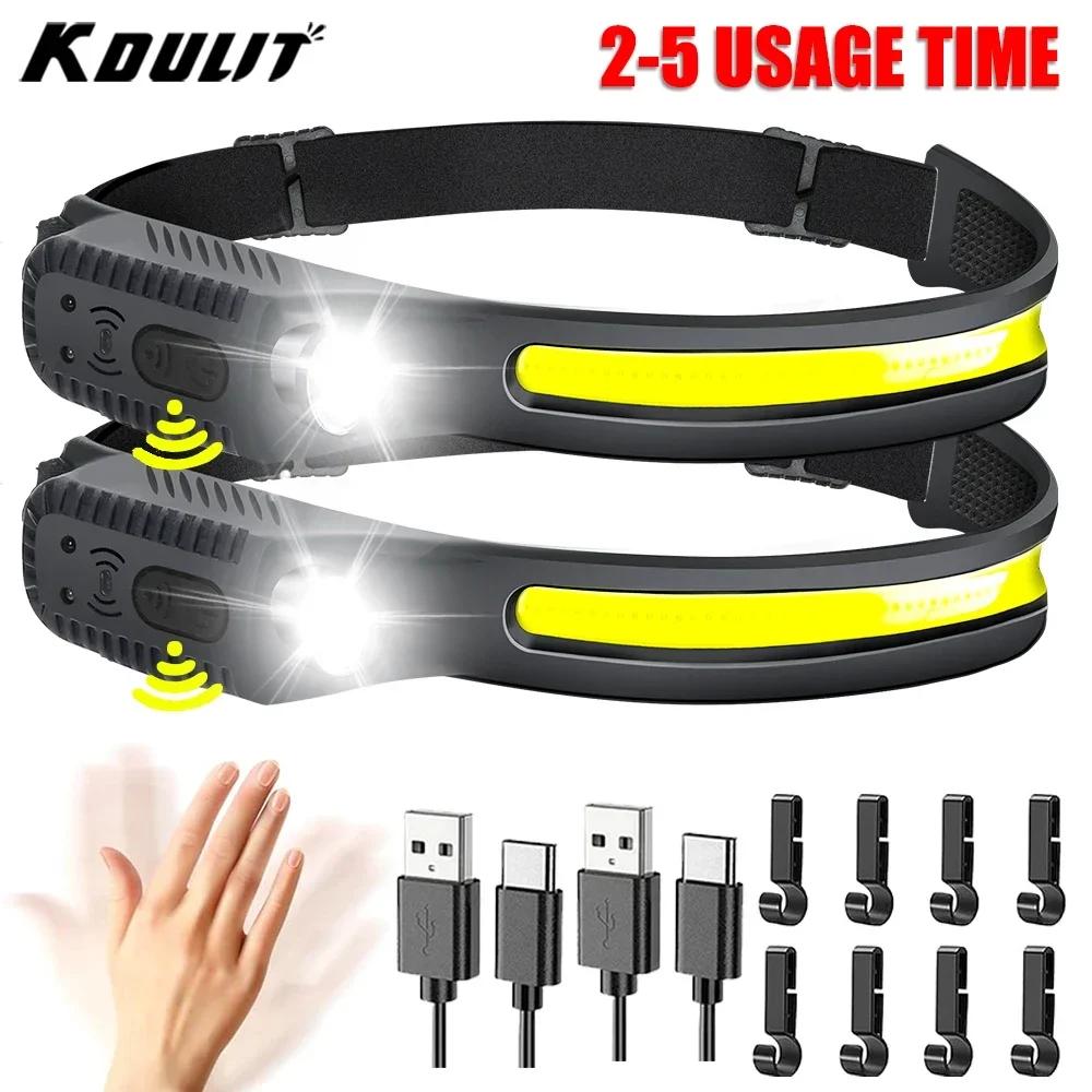 KDULIT LED Indication Headlamp Rechargeable Head Flashlight 1200mah Built in Battery Outdoor Camping Fishing Headlight Lantern