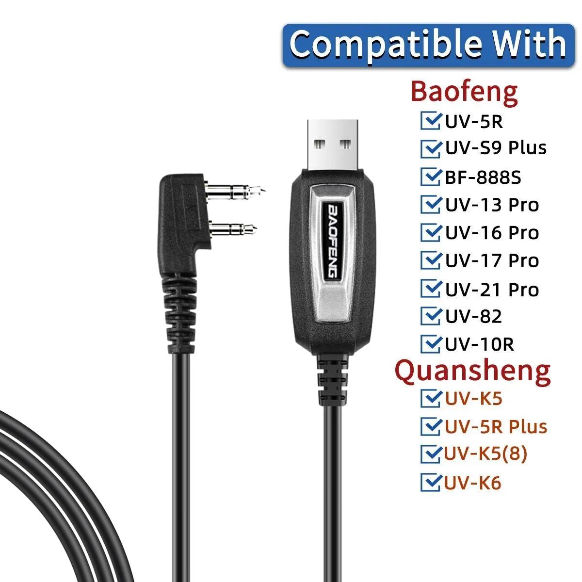 USB Programming Cable With CD for Baofeng UV-5R 82 888S UV-S9PLUS UV-13 16 17 21 Pro Quansheng UV-K5 5R Plus Walkie Talkie Radio