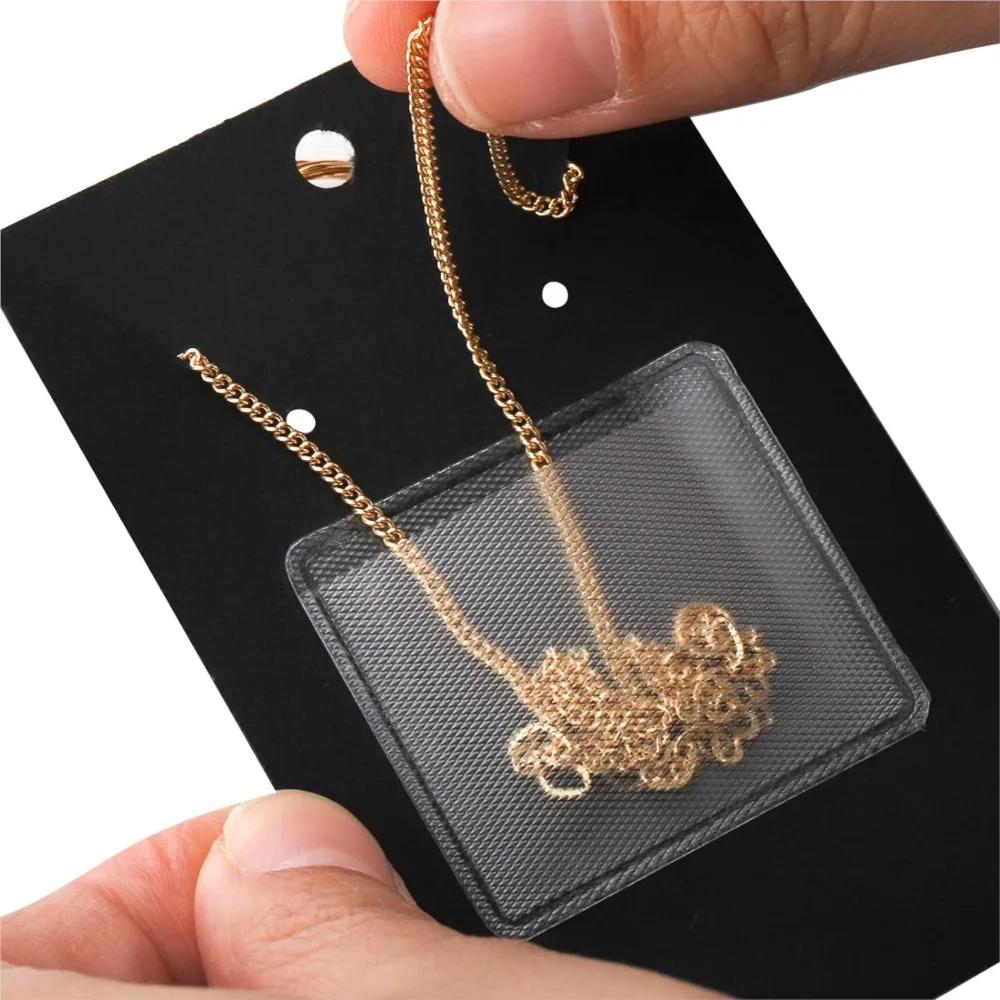 50pcs Necklace Chain Adhesive Pouch Self-Adhesive Pockets for Necklace Display Cards Clear Jewelry Bag Loose Supplies Holder